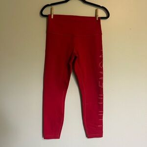 lululemon athletica red workout leggings size 8 athleisure, gym, athletic